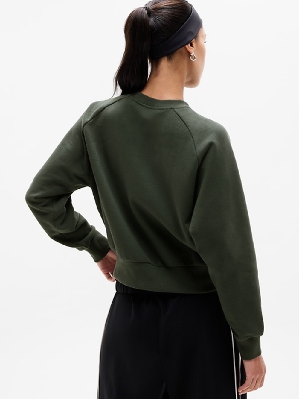 Athleta Forever Fleece Relaxed Crew Sweatshirt in Elm Green Size Large - Picture 3 of 9